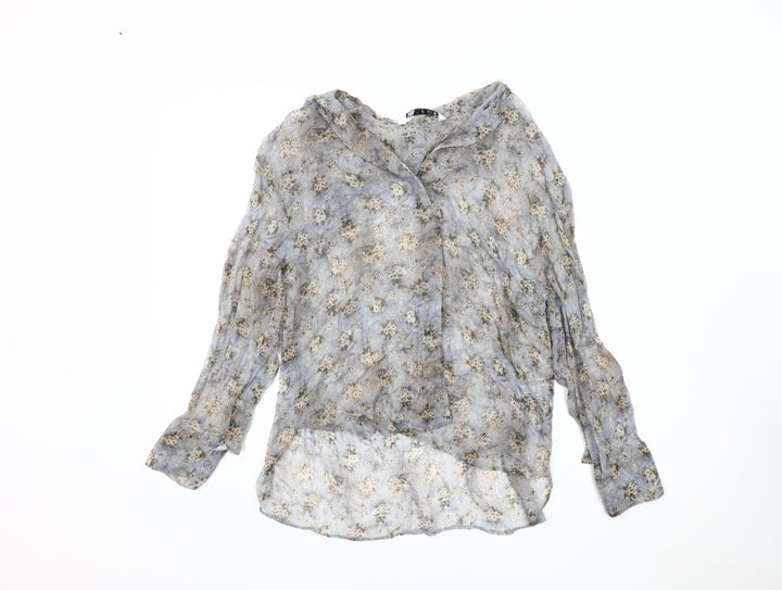 Zara Women's Blue Floral Tunic Blouse Size S
