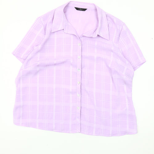 Bm Women's Plus Size Purple Plaid Button-Up Shirt