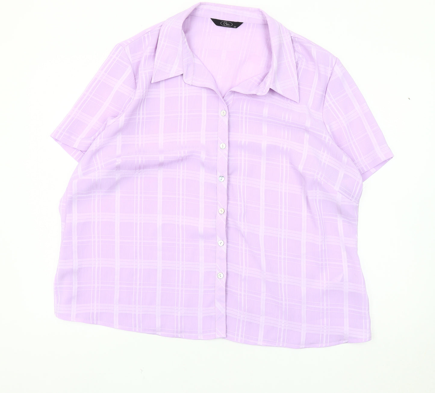 Bm Women's Plus Size Purple Plaid Button-Up Shirt