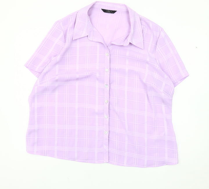 Bm Women's Plus Size Purple Plaid Button-Up Shirt