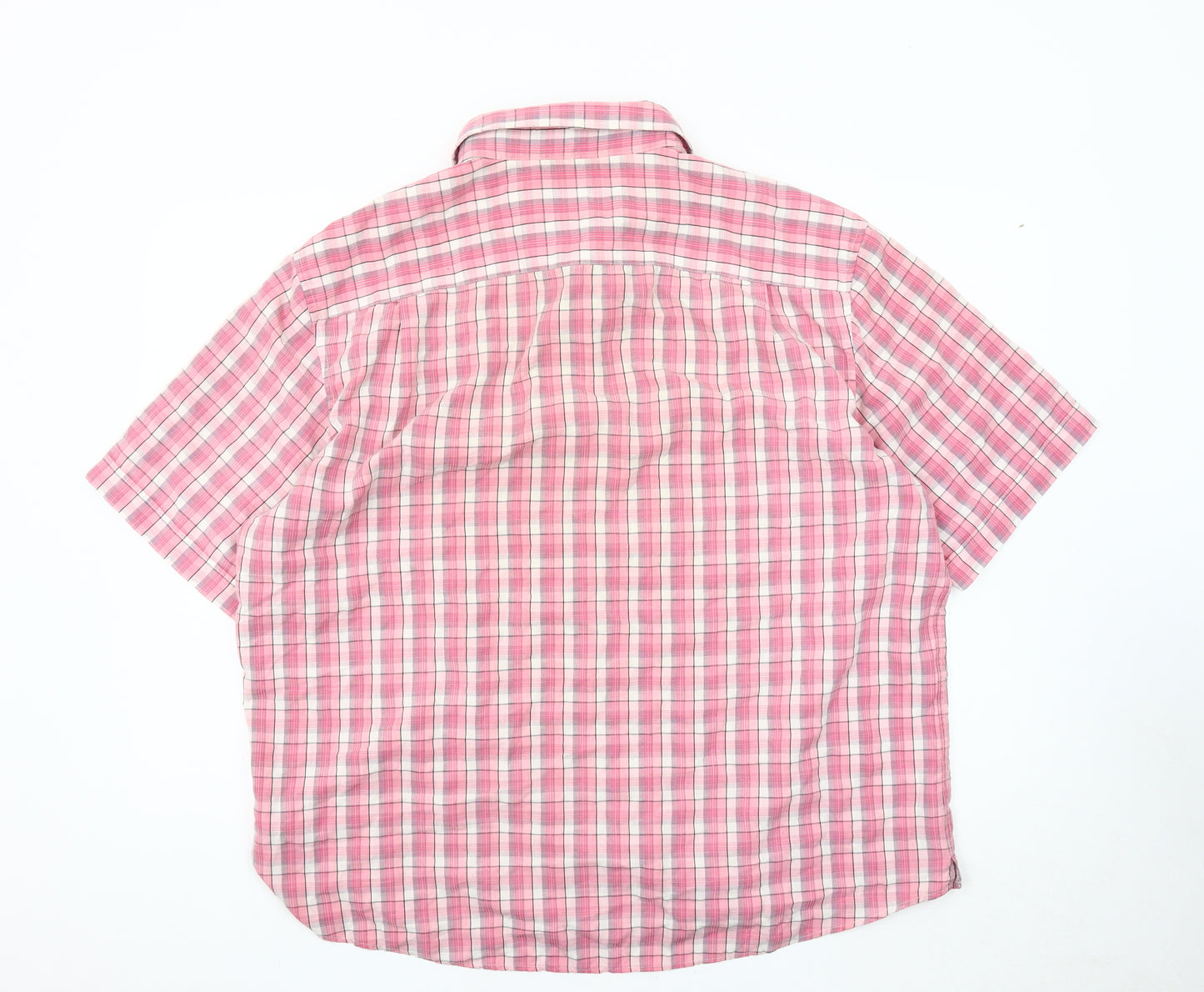Marks & Spencer Men's Pink Plaid Short Sleeve Shirt 2XL