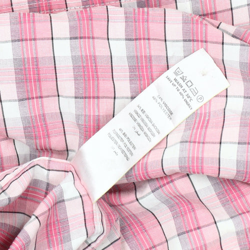 Marks & Spencer Men's Pink Plaid Short Sleeve Shirt 2XL