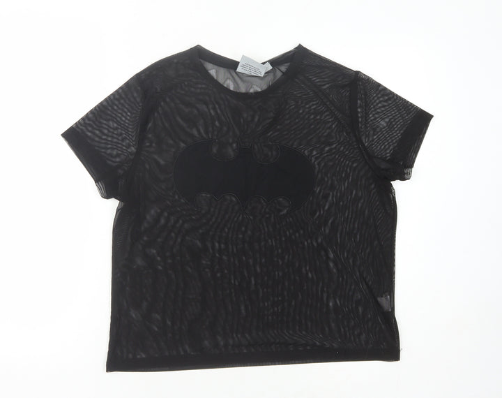 Batman Women's Black Mesh T-Shirt Size 10
