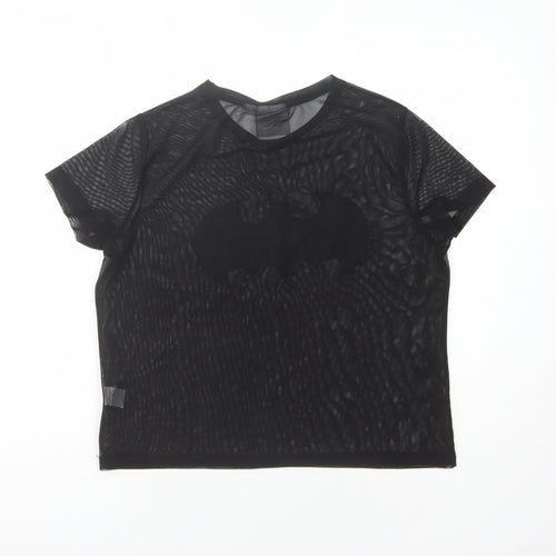 Batman Women's Black Mesh T-Shirt Size 10