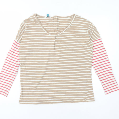 White Stuff Women's Beige Striped T-Shirt Size 8