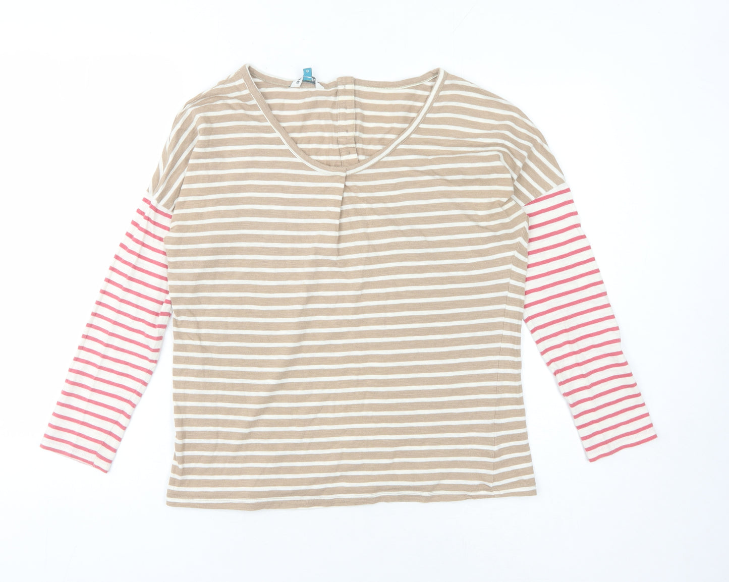 White Stuff Women's Beige Striped T-Shirt Size 8