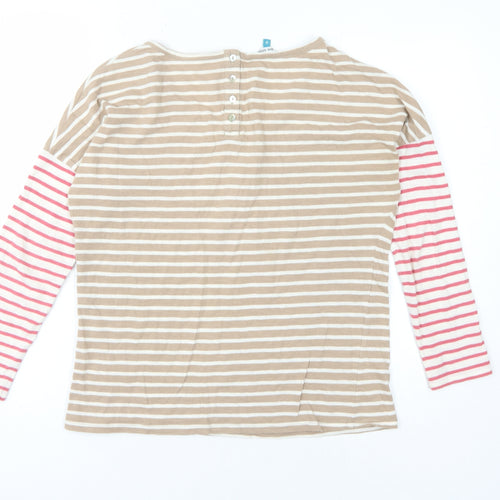 White Stuff Women's Beige Striped T-Shirt Size 8