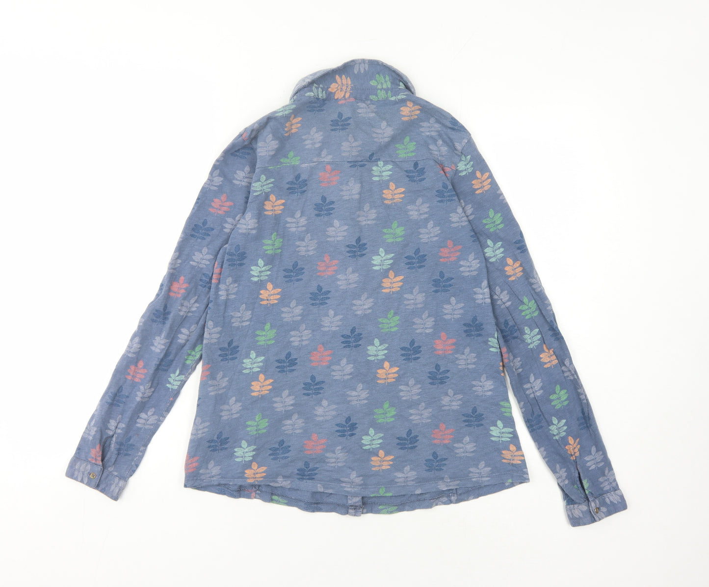 White Stuff Women's Blue Floral Button-Up Shirt Size 8