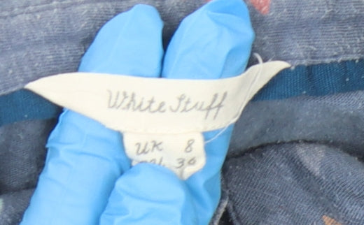 White Stuff Women's Blue Floral Button-Up Shirt Size 8