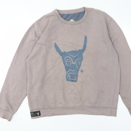Ushiwear Men's Grey Logo Pullover Sweatshirt L