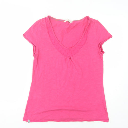 White Stuff Women's Pink Basic V-Neck T-Shirt Size 8