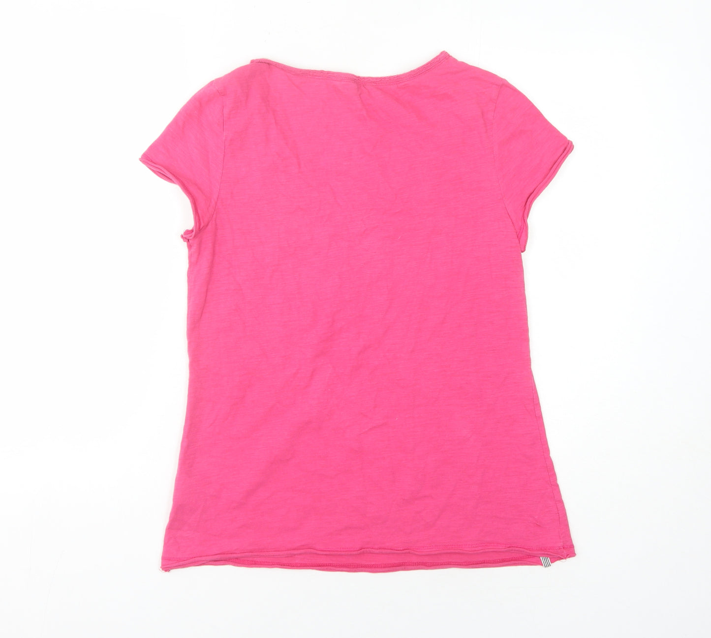 White Stuff Women's Pink Basic V-Neck T-Shirt Size 8