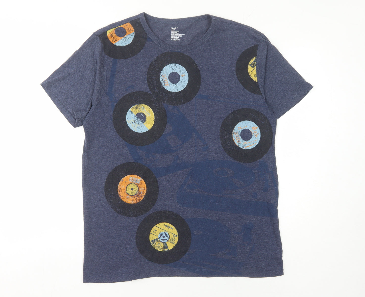 Gap Men's Blue Music Graphic T-Shirt Large