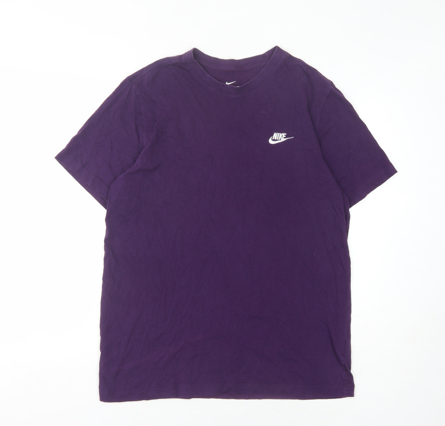 Nike Men's Purple Cotton T-Shirt - Size L