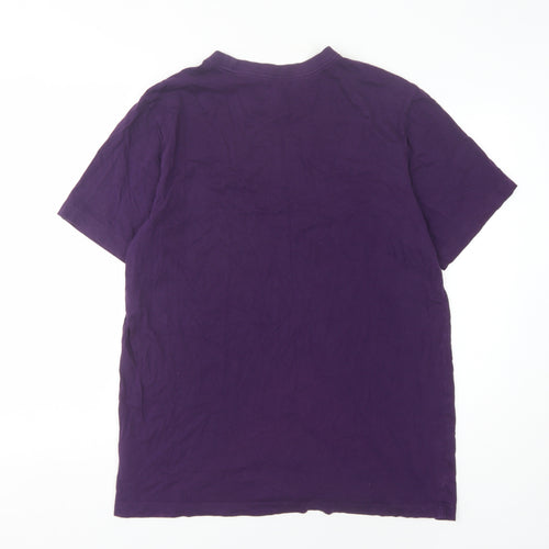 Nike Men's Purple Cotton T-Shirt - Size L