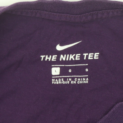 Nike Men's Purple Cotton T-Shirt - Size L