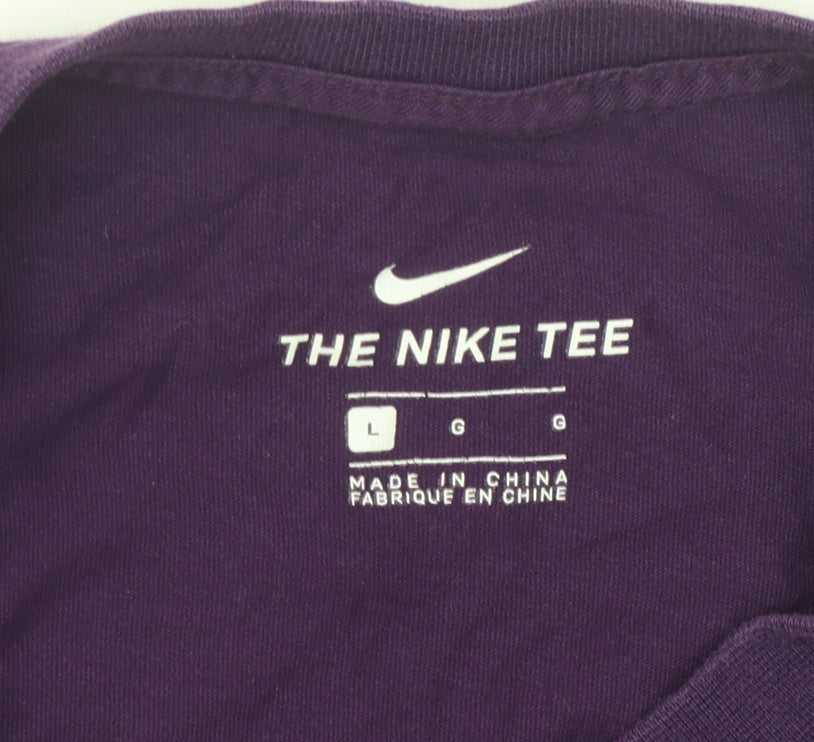 Nike Men's Purple Cotton T-Shirt - Size L