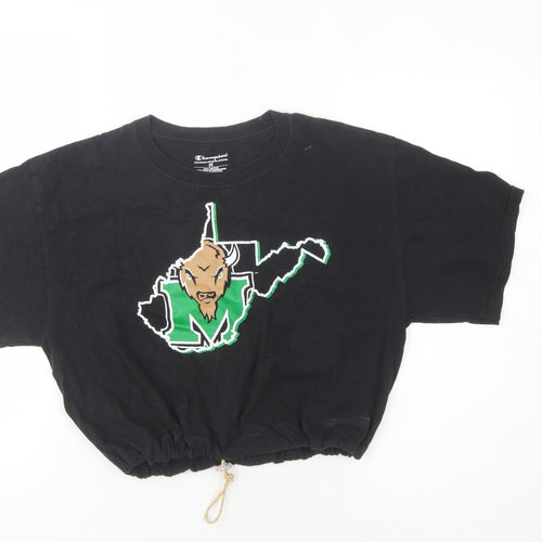 Champion Unisex Black Cropped T-Shirt, Size M