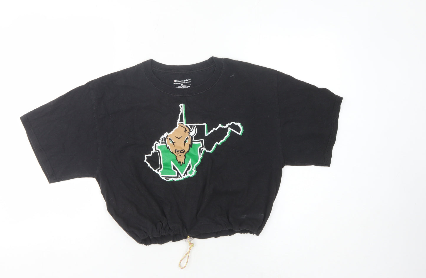 Champion Unisex Black Cropped T-Shirt, Size M