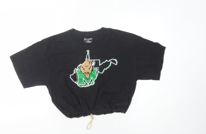 Champion Unisex Black Cropped T-Shirt, Size M
