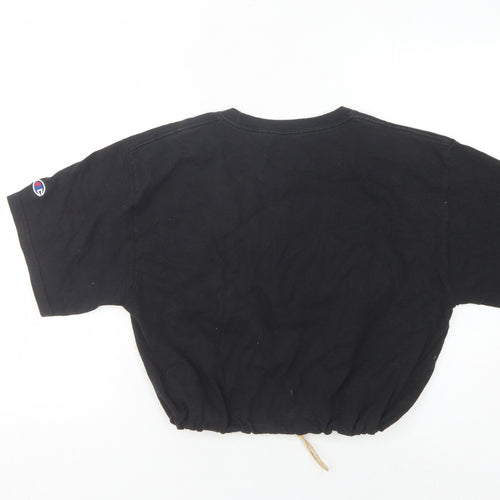 Champion Unisex Black Cropped T-Shirt, Size M