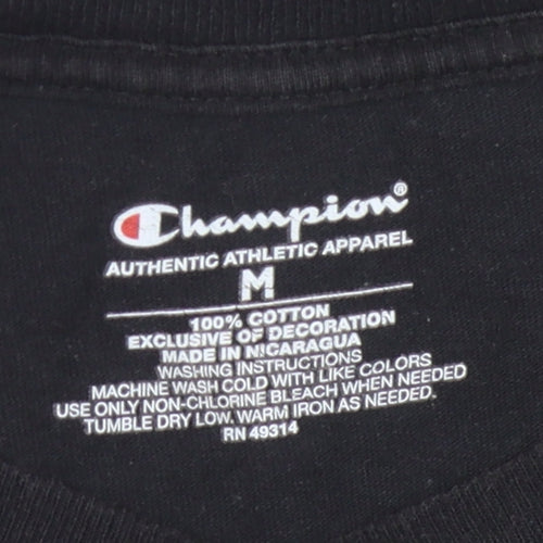 Champion Unisex Black Cropped T-Shirt, Size M