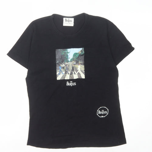 The Beatles Women's Black Slim Fit T-Shirt, Size UK 8/10