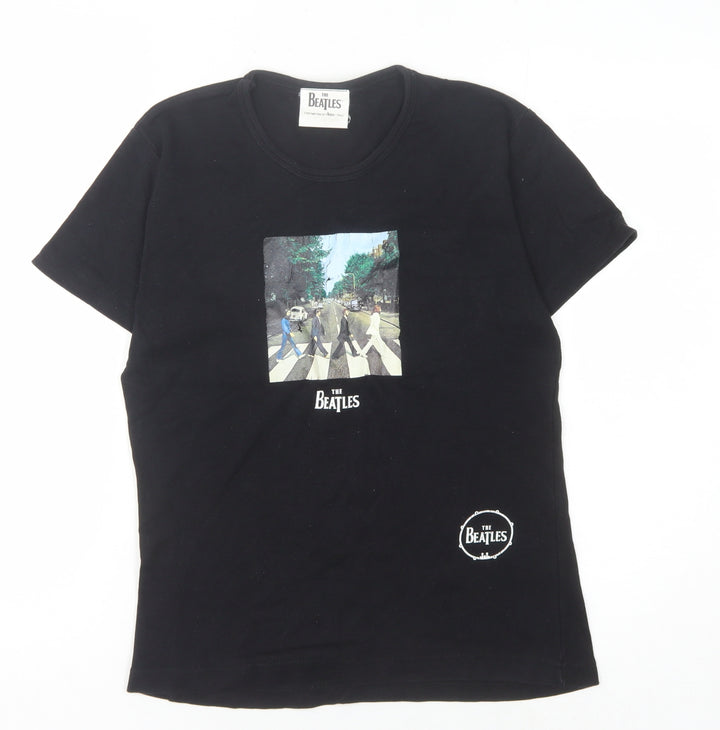 The Beatles Women's Black Slim Fit T-Shirt, Size UK 8/10