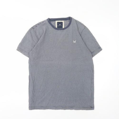 Crew Clothing Men's Blue Striped T-Shirt Medium