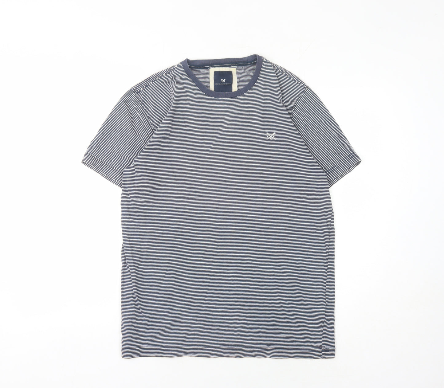 Crew Clothing Men's Blue Striped T-Shirt Medium