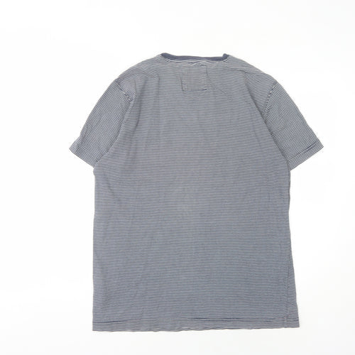 Crew Clothing Men's Blue Striped T-Shirt Medium