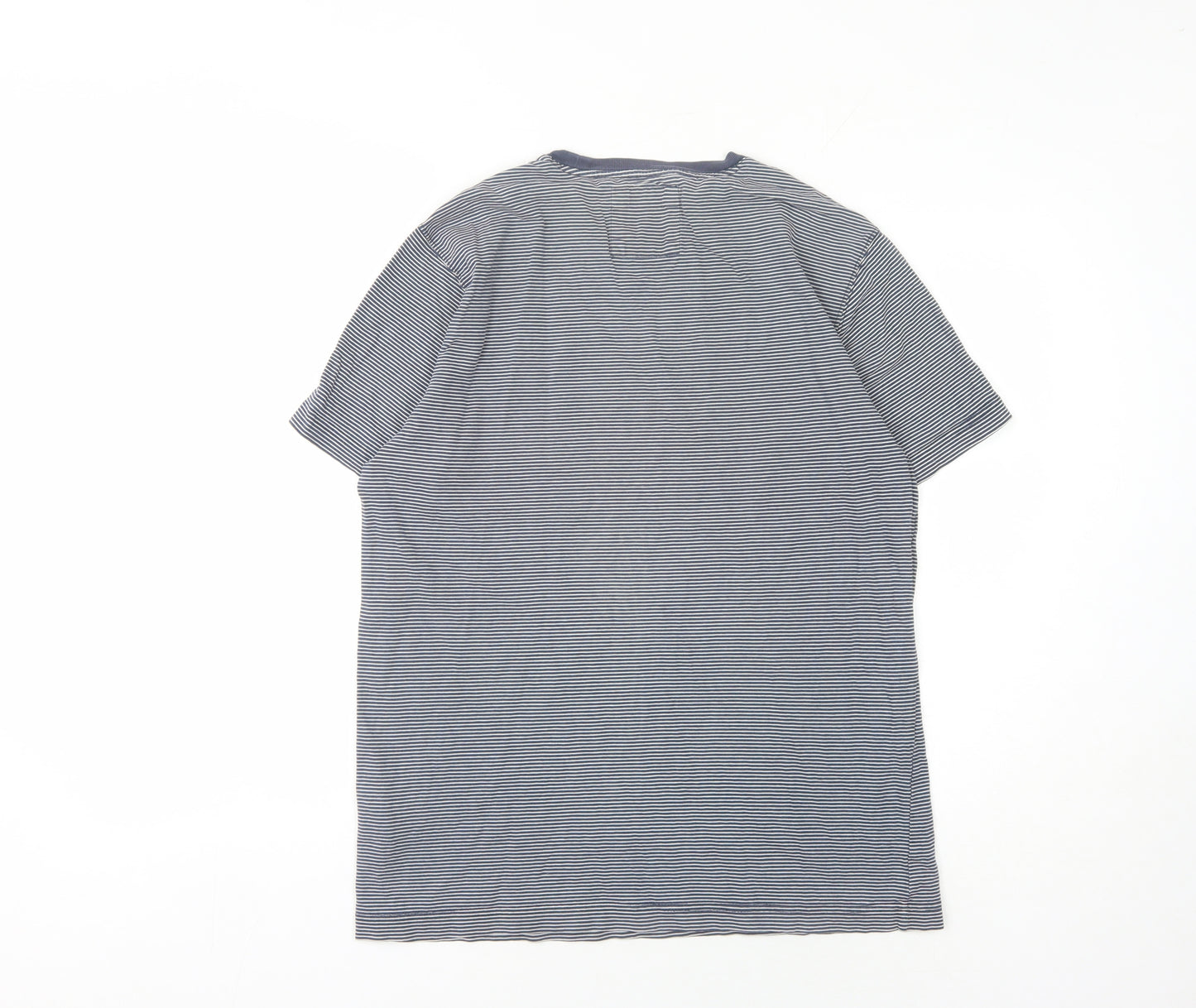 Crew Clothing Men's Blue Striped T-Shirt Medium