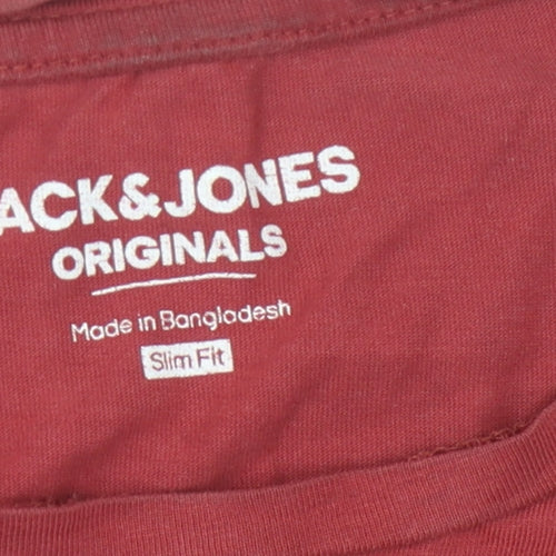 Jack & Jones Men's Red Graphic Print Slim T-Shirt L