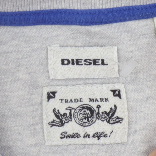 Diesel Men's Grey Short Sleeve Polo Shirt S Comfortable