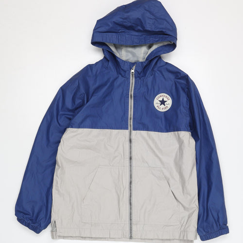Converse Boys Blue Beige Hooded Windbreaker Jacket 10-12 Years