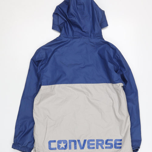 Converse Boys Blue Beige Hooded Windbreaker Jacket 10-12 Years