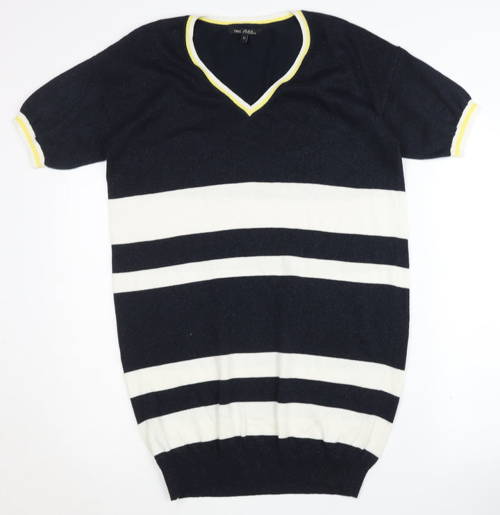 Next Women’s Black Striped V-Neck Pullover Jumper