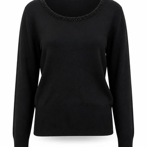 John Lewis Women's Medium Black Beaded Pullover