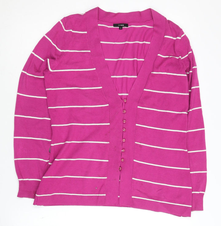 Linea Women's Pink Striped Cardigan L