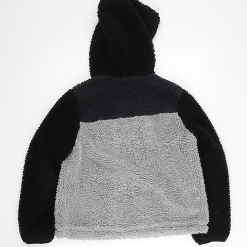 H&M Boys Black and Grey Puffer Jacket, Hooded, Size 10-12 Years