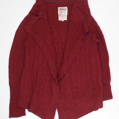 Mantaray Women's Red Cable-Knit Open Front Cardigan Size 14