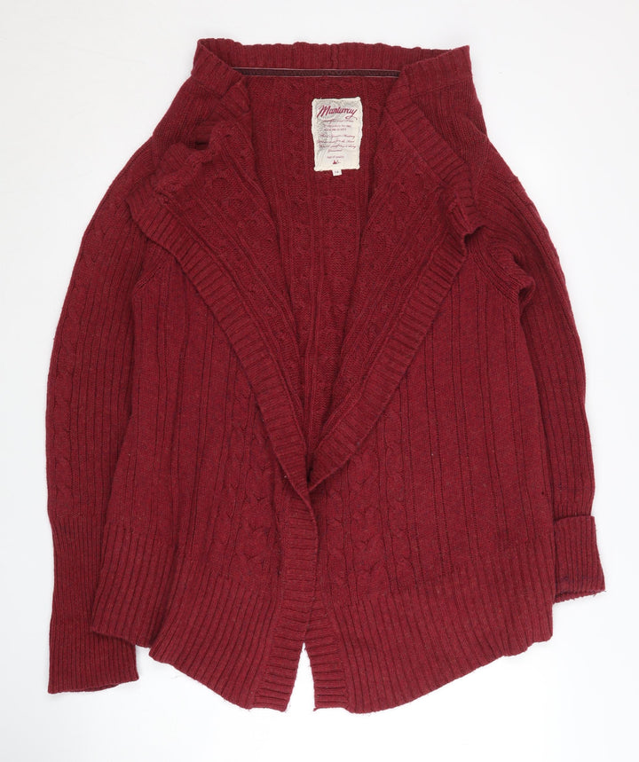 Mantaray Women's Red Cable-Knit Open Front Cardigan Size 14