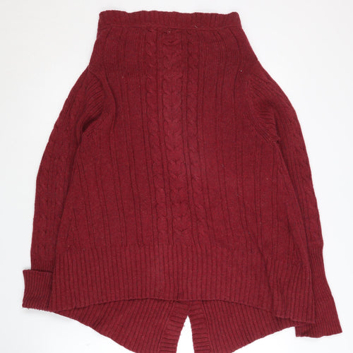 Mantaray Women's Red Cable-Knit Open Front Cardigan Size 14