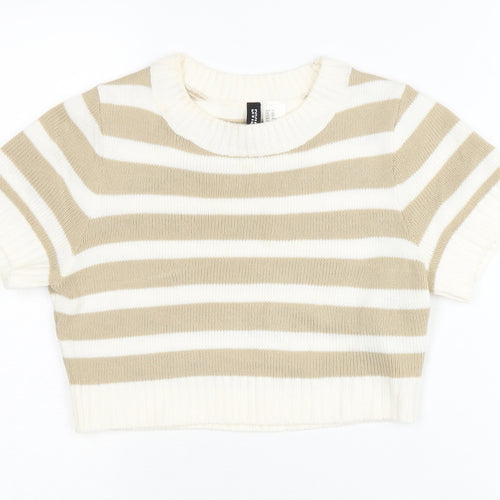 H&M Women’s Beige Striped Pullover XS