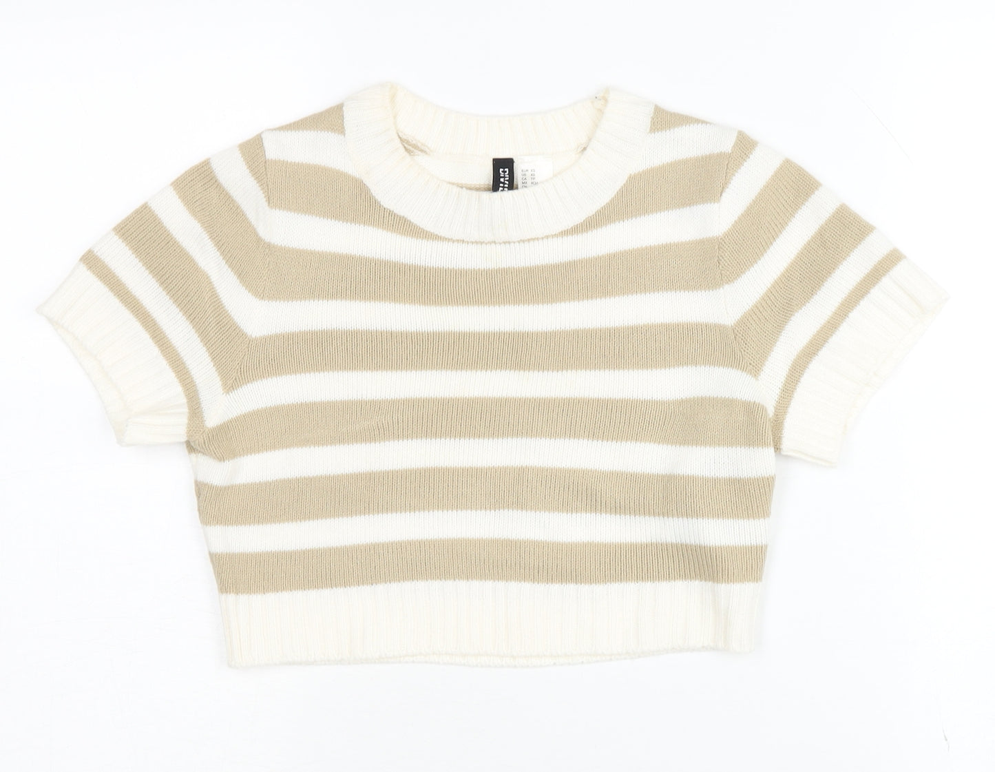 H&M Women’s Beige Striped Pullover XS