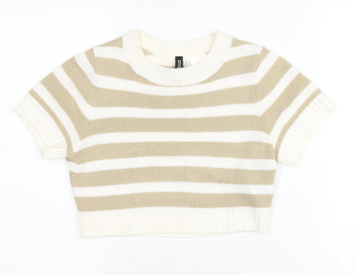 H&M Women’s Beige Striped Pullover XS