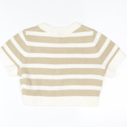 H&M Women’s Beige Striped Pullover XS