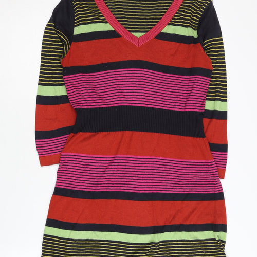 Per Una Women's Multicoloured Striped V-Neck Dress