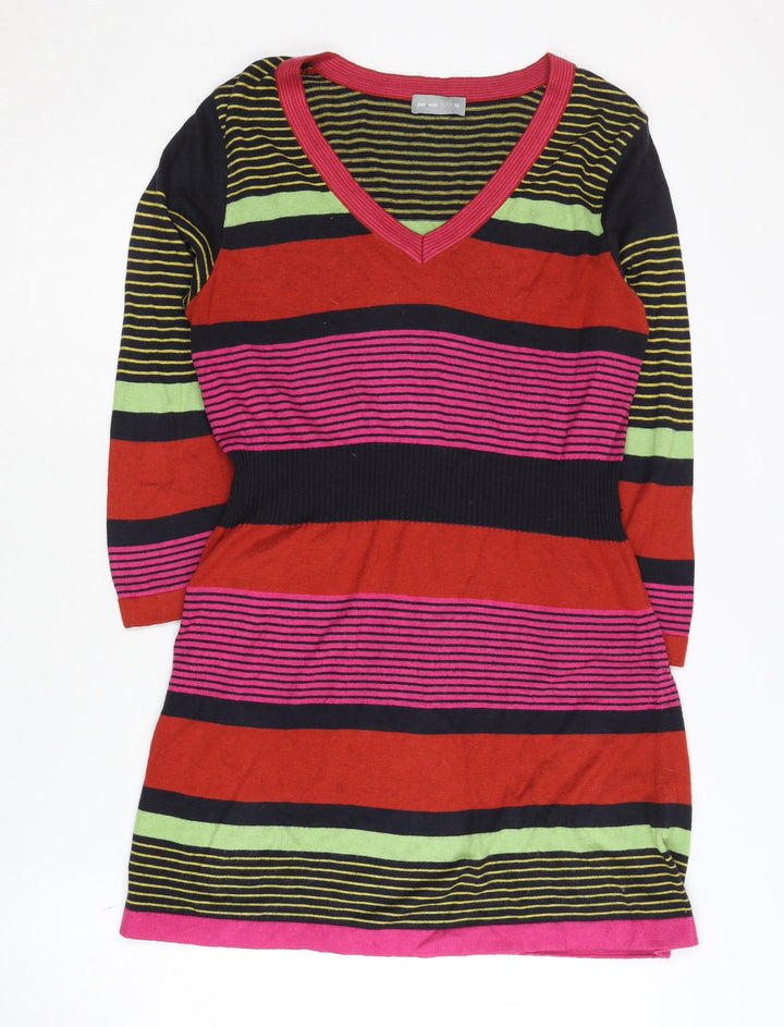 Per Una Women's Multicoloured Striped V-Neck Dress