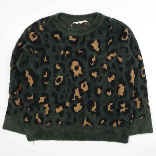 Savannah Miller Women's Green Animal Print Pullover Jumper